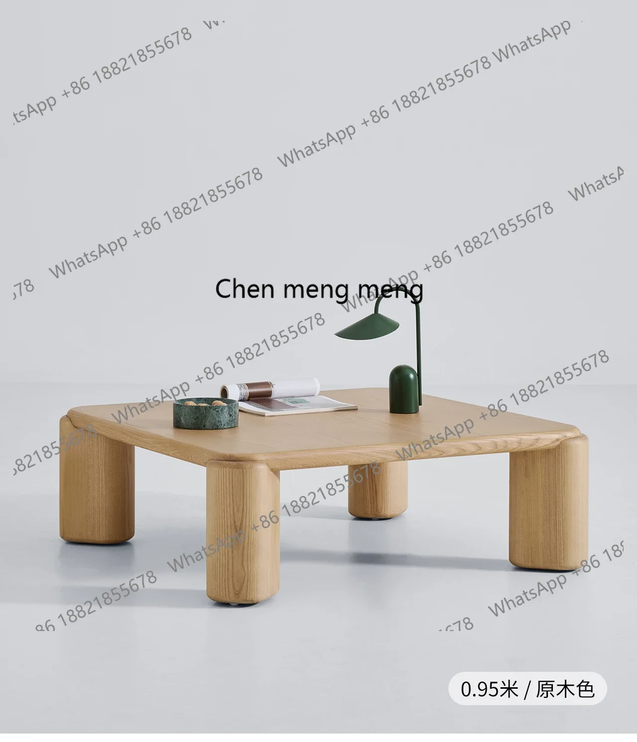 

Vintage log style living room home solid wood square tea table modern simple villa coffee table
