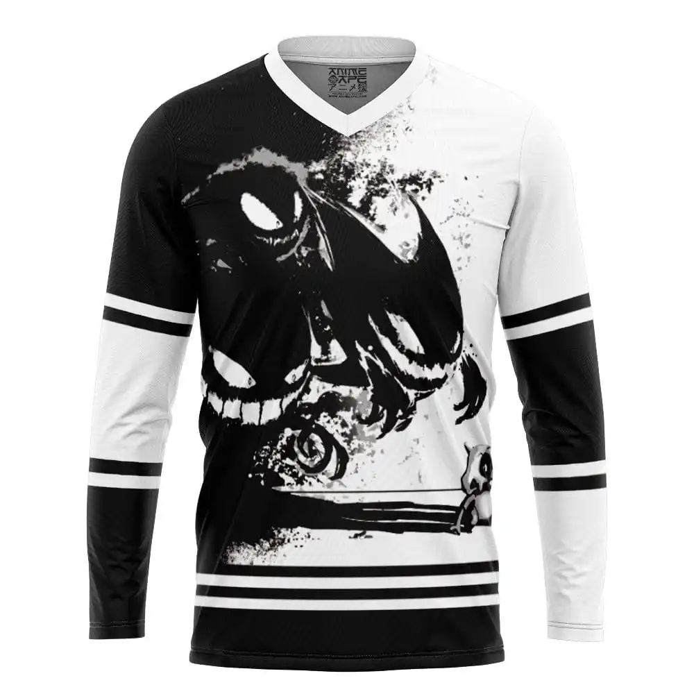 Bandai Cool Movie IP Character Long Sleeve V Neck Jersey, Stylish All Over Print Graphic Top for Anime Fans Street Trip