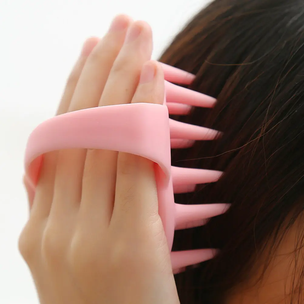Silicone Shampoo Brush Pink Adjustable Handle Hair Scalp Massager Scalp Massage Tool Hair Growth Dandruff Control Washing Device