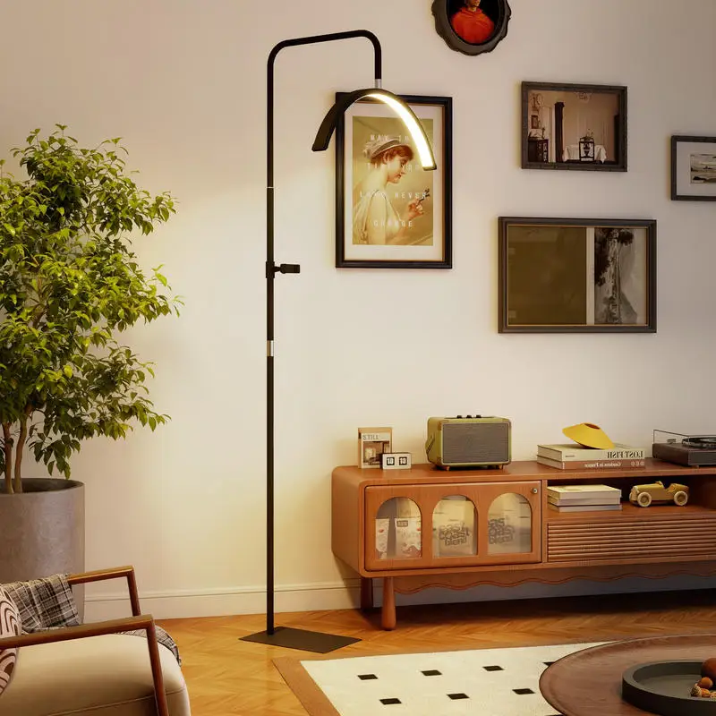 Lampadaire LED demi-lune rotatif 350 ° Lampadaire sur pied pour salon, dimmable, 36 W, 7 températures de couleur, noir. Livraison depuis un entrepôt local.