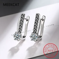Hoop Earrings for Women Classic 925 Sterling Silver Trendy Black Spinel Engagement Fine Jewelry Boucles d'oreilles I219