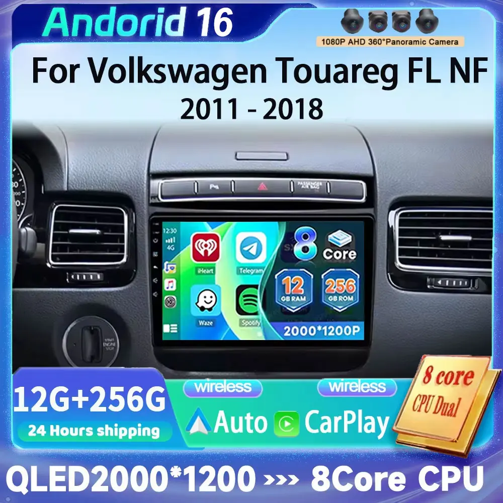 Android 16 Auto For Volkswagen Touareg FL NF 2011 - 2018 Multimediale Monitor Lettore Autoradio Lettore Navigazione GPS Radio