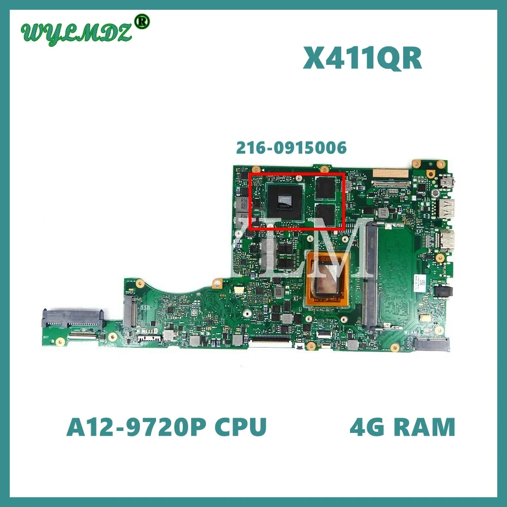 Used X411QR A12-9720P CPU 4G RAM Mainboard REV2.0 For ASUS X411Q X411QR X411QA Laptop Motherboard 90NB0MG0-R00020