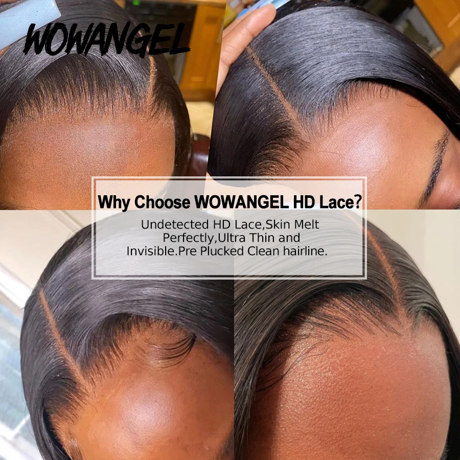 Glueless Wigs 5x5 HD Lace Closure Wig Straight Short Blunt Cut Bob Wigs Lace Front Human Hair Wigs Ready to Wear Wigs For Woman image 2