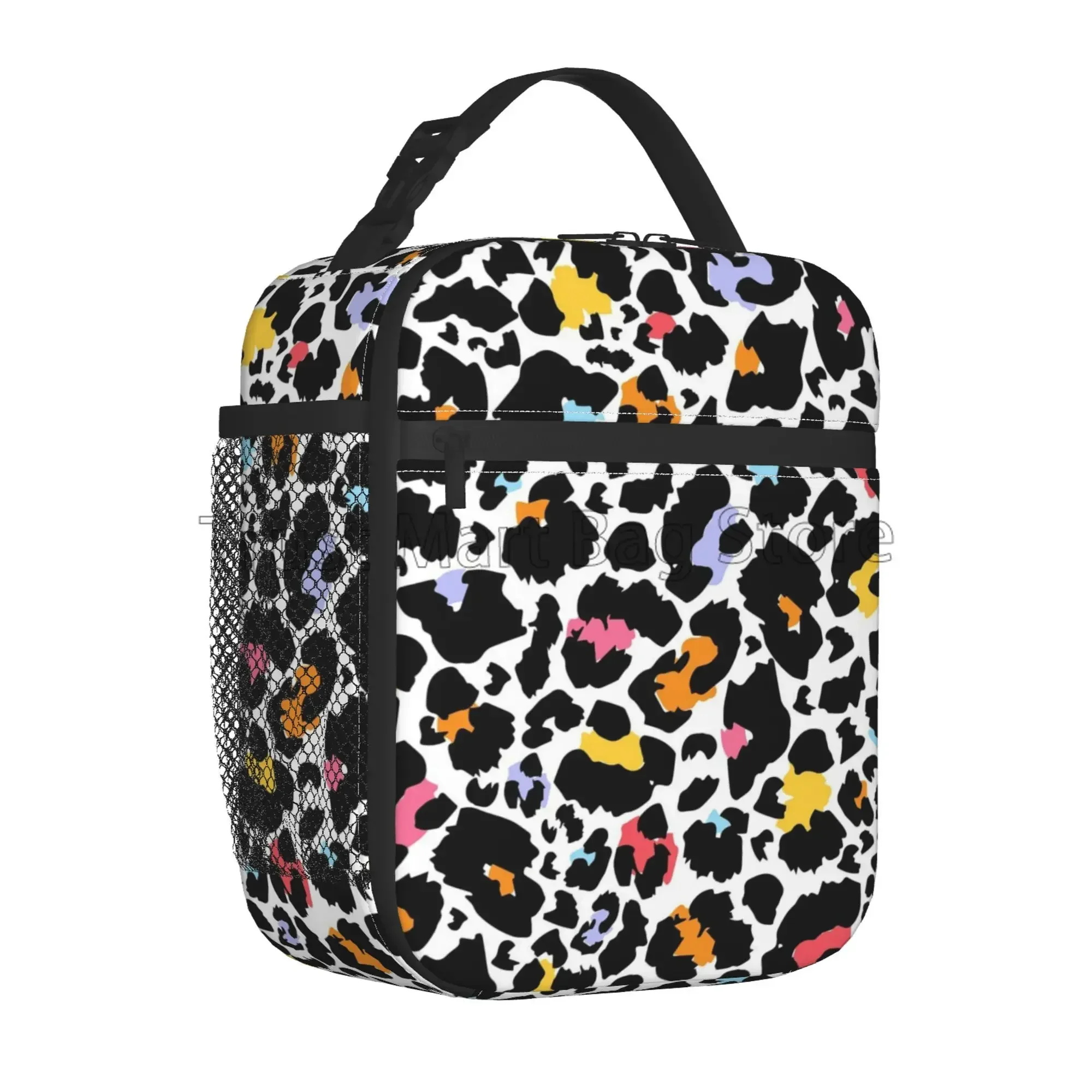 Leopard Print Lunch Bag Cheetah Pink Insulated Lunch Box Reusable Portable Cooler Bento Tote for Adults Kids Work School Picnic