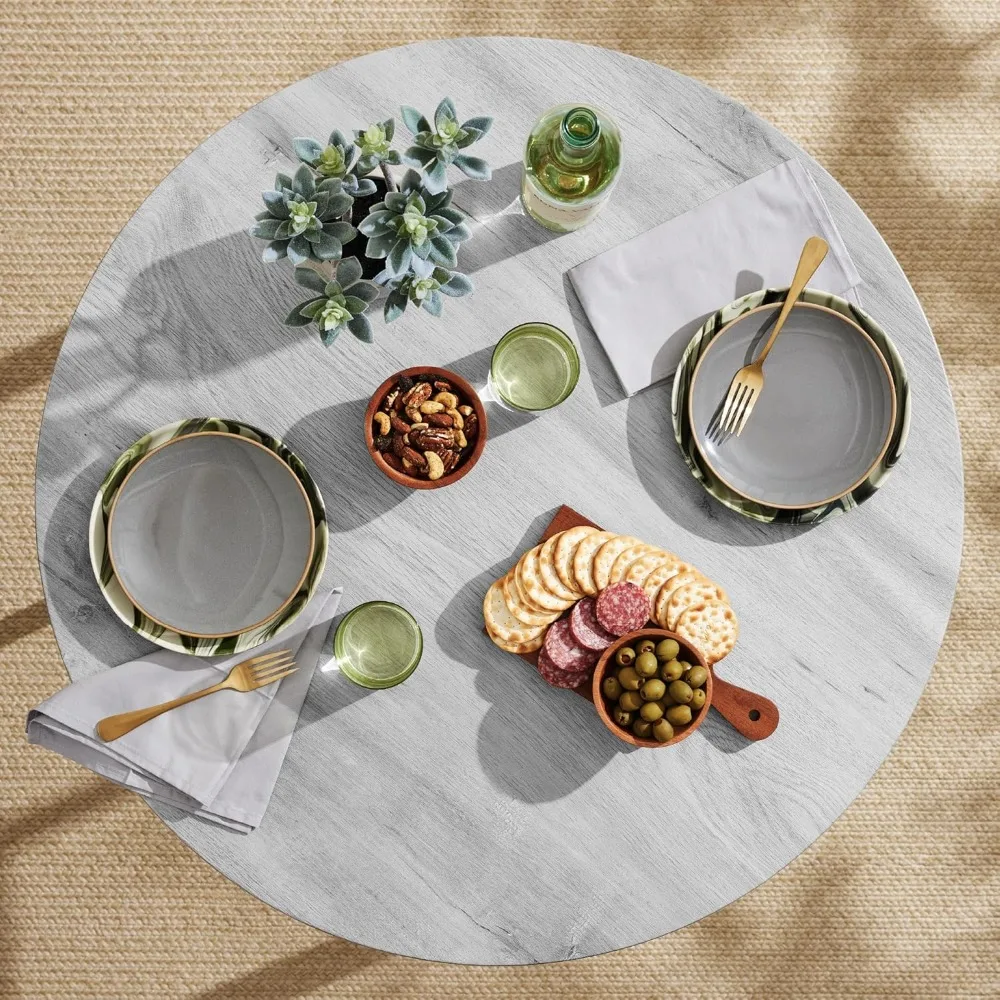 طقم طعام دائري حديث مكون من 3 قطع في منتصف القرن، حجرة طعام موفرة للمساحة للمطبخ، غرفة الطعام، مساحة صغيرة مع أرجل معدنية - رمادي #4