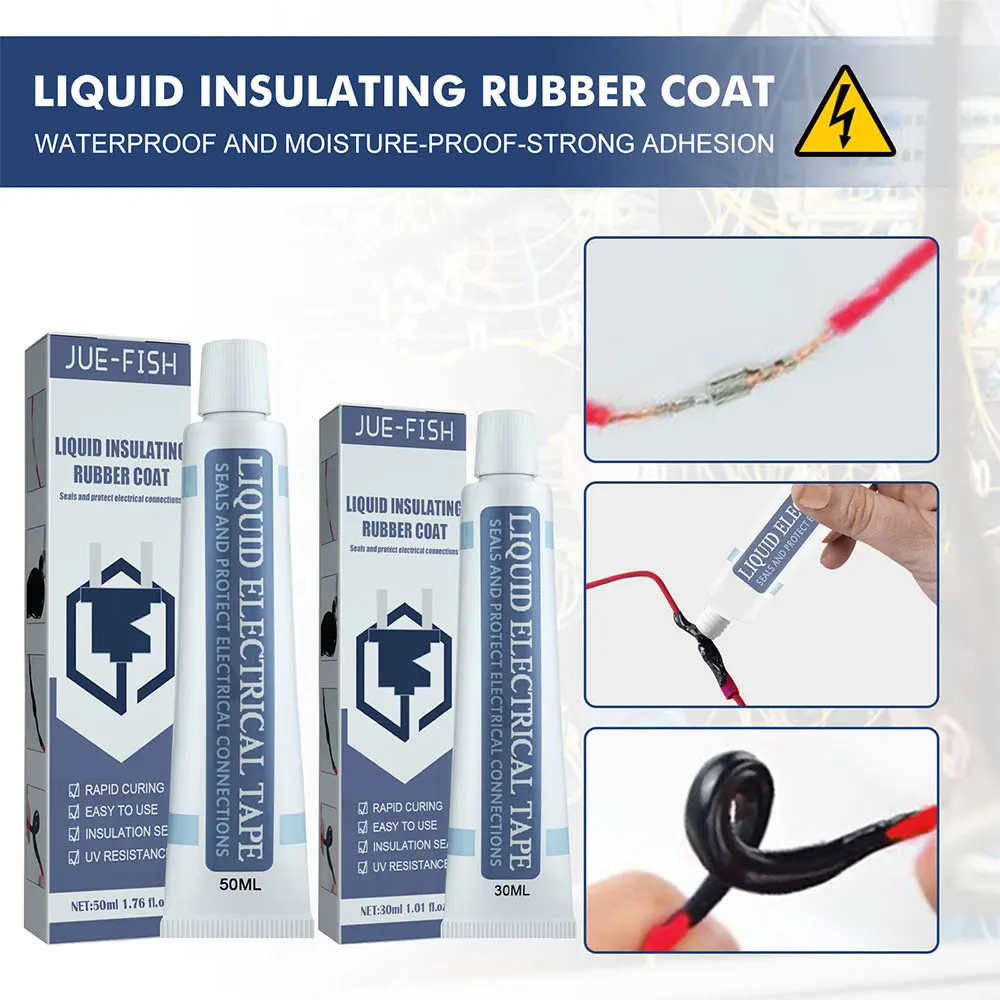 30/50/125ml Liquid Insulating Tape Repair Rubber Electrical Wire Cable Coat Fix Line Glue Wide Range Liquid Insulation Paste