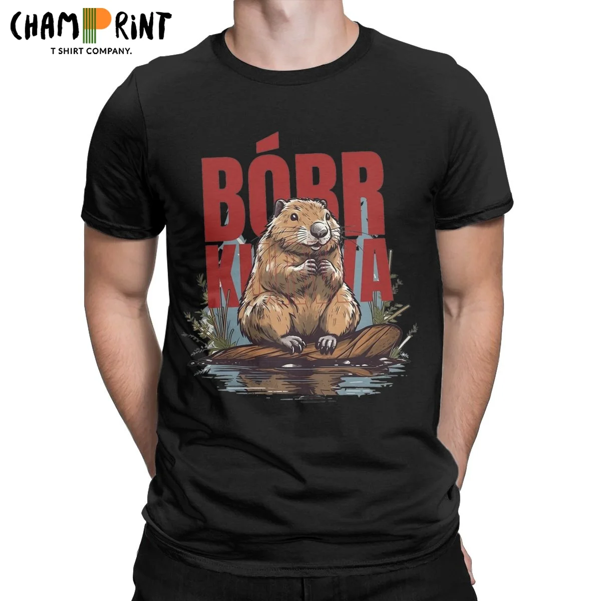 Men T-Shirt Kurwa Bobr Bober Beaver Boberek Funny Pure Cotton Tees Short Sleeve T Shirt Round Neck Tops Plus Size