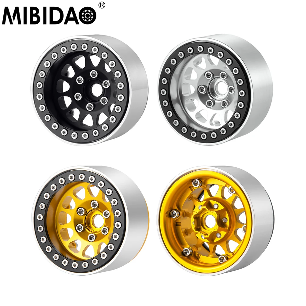 

MIBIDAO 4Pcs Aluminum Alloy 1.9 Beadlock Wheel Rim for 1/10 RC Crawler Car Axial SCX10 90046 AXI03007 TRX4 Redcat Gen8