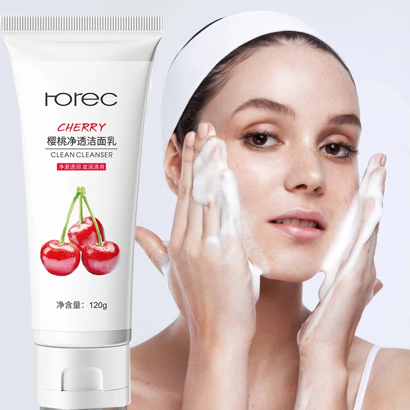 Cherry Facial Cleanser Foam Face Wash Remove Blackhead Moisturizing Shrink Pores Deep Cleaning Oil Control Whitening Skin Care