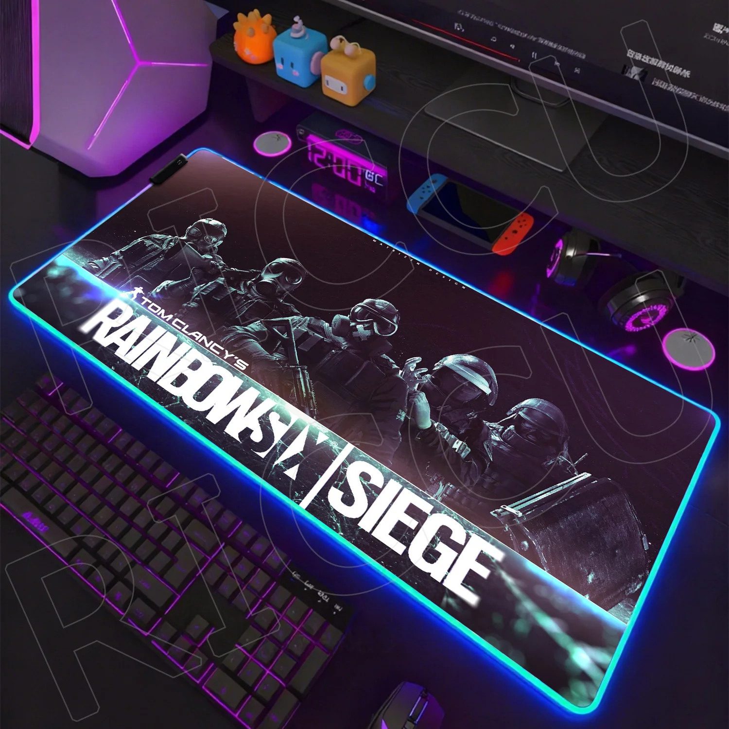 

RGB 400x900mm XXL Game R6 R-Rainbow Six Siege Colorful Computer Anime Mouse Pad Pc Desk Office Carpet Gaming LED expand Desk mat