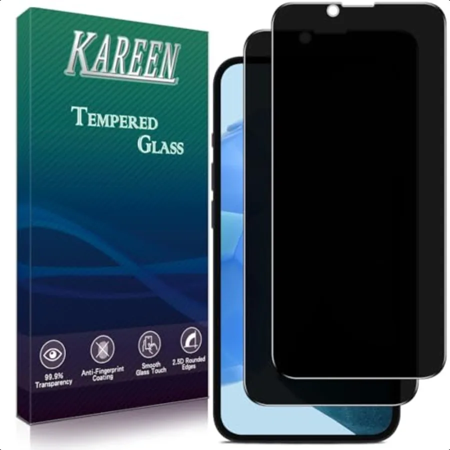 KAREEN 2 Pack Privacy Screen Protector For iPhone 14 Pro 6.1Inch Anti Spy Private Tempered Glass Film Bubble Free 9H Hardn Easy