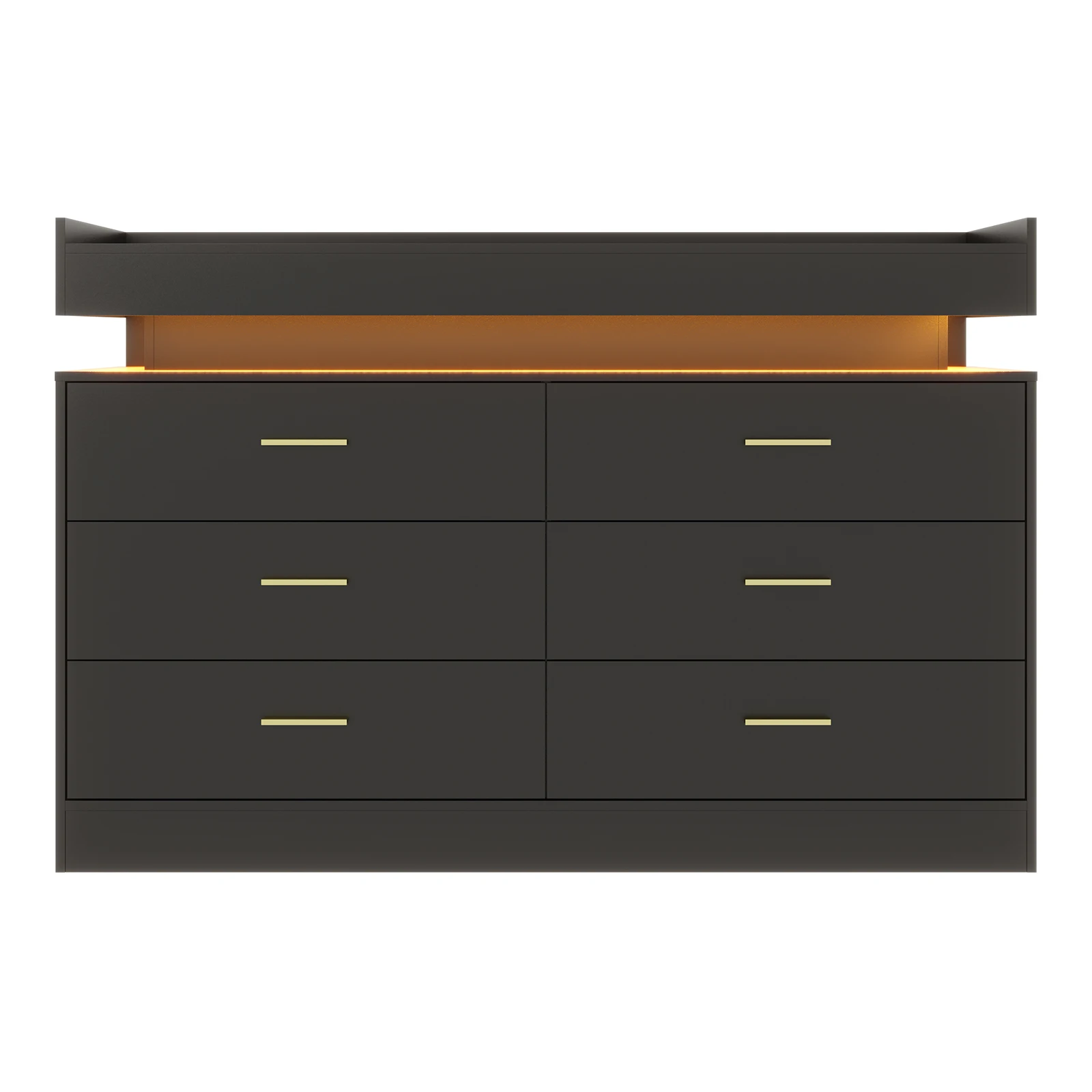 Coffee Bar Cabinet with Led Lights& Charging Station,Buffet Sideboard Cabinet with Floating Countertop,Modern Dressers with 6 Drawers for Bedroom,Wooden Wine Cabinets for Living Room, Dining Room