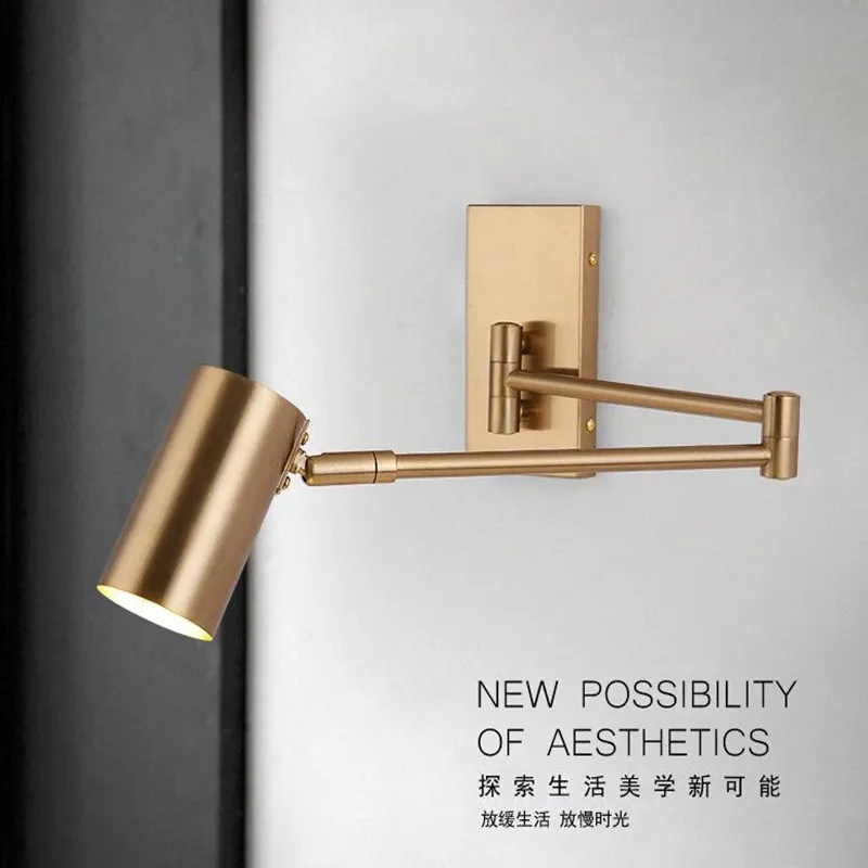 Nordic Design Long Arm LED Wall Lamp Loft Modern Sconce Wall Lights Telescopic Folding Gold Iron Luminaire Home Decor Lighting