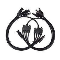 Renogy 1 Pair Male and Female Y Solar Panel Adaptor Cable, 4 to 1 Branch Connectors, Black