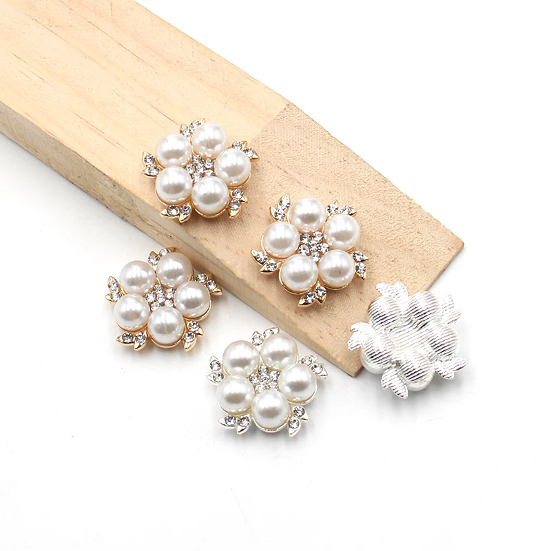 10Pcs 23mm Metal Rhinestone Pearl Alloy Accessories DIY Flower Center Ornaments Clothing Hair Jewelry Decorative Accessories