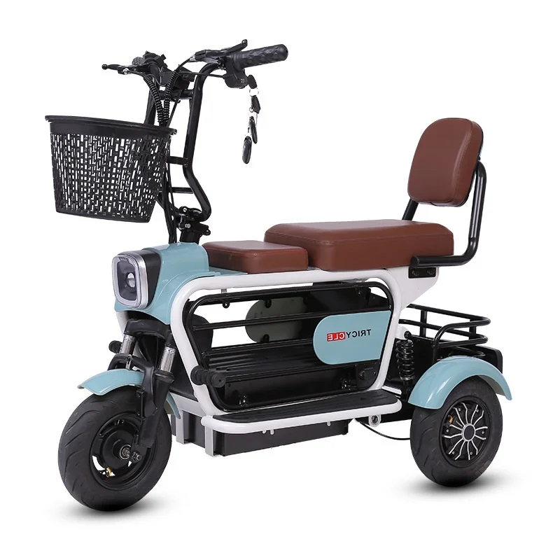 

Family Mobility Scooter 2 Seat For Elderly 400W Foldable Electric Scooter Bike Parent Child 3 Wheels Electric Tricycle Passenger