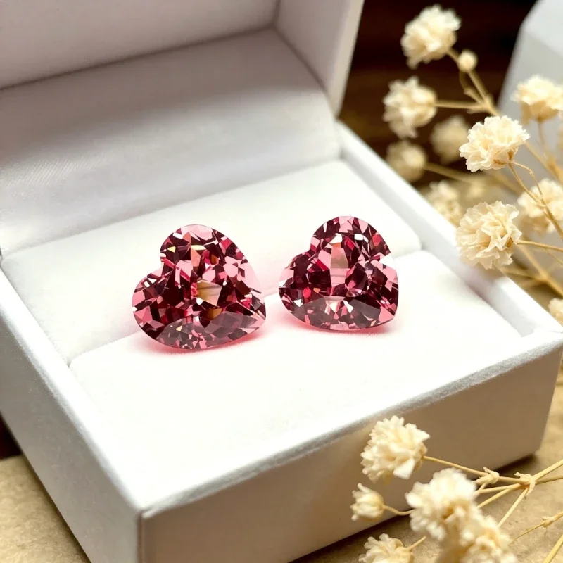 Künstlicher Edelstein Padparadscha Roter Lotus-Farbiger Herzförmiger Hochwertiger Stein mit Zertifikat – Detail 5