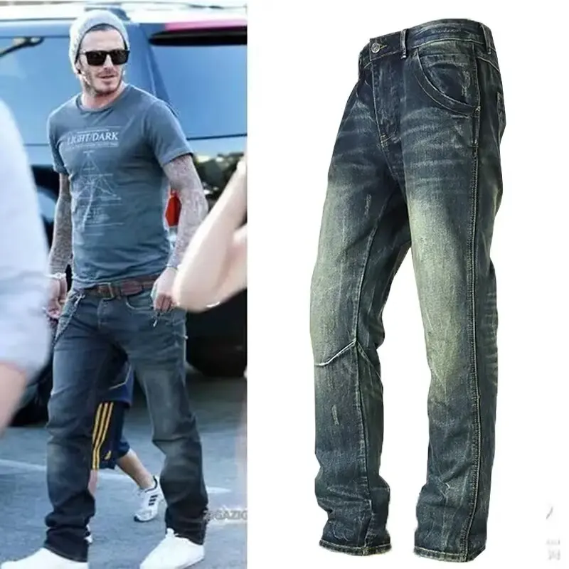 Mens Boot Cut Jeans Slightly Flared Slim Fit Blue Black Trousers Designer Classic Male Stretch Washed Street Denim Vintage Pants