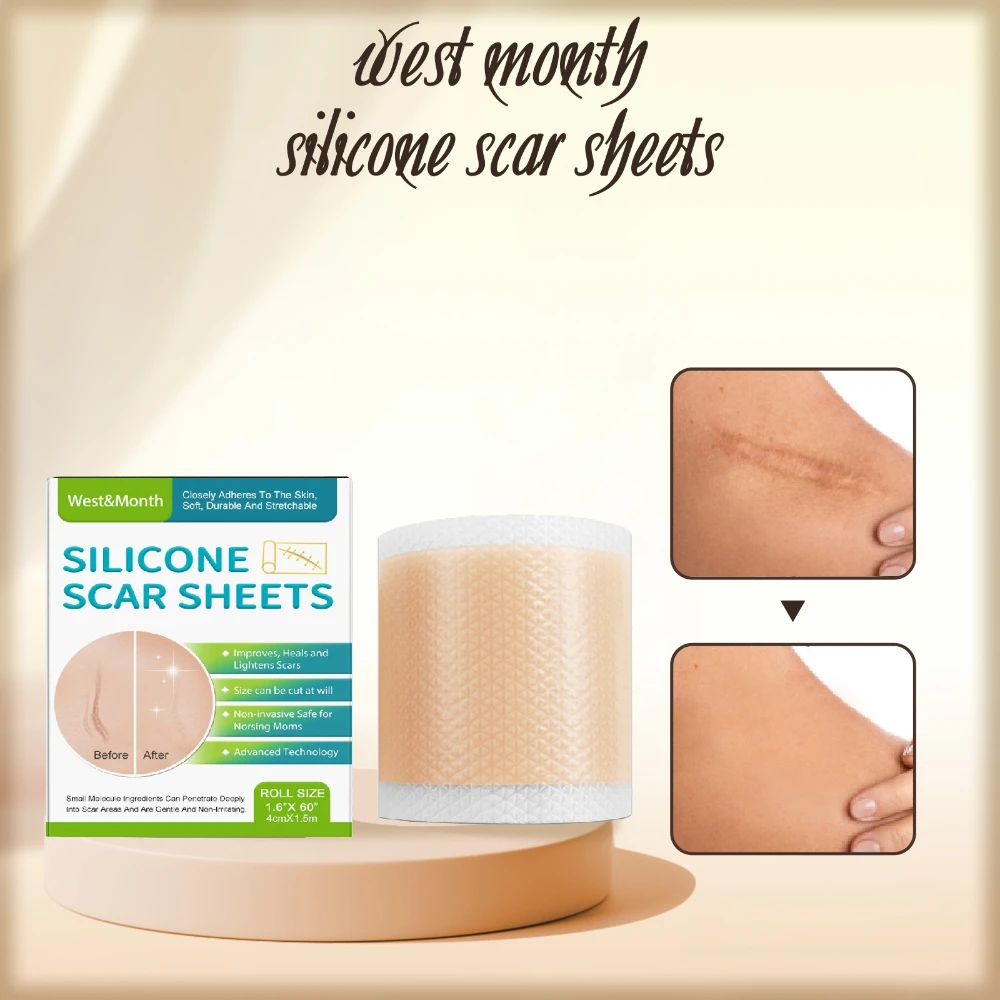1 Roll Invisible Silicone Scar Sheets , 4cmX150cm Self-Adhesive Scar Cover Tape Reusable and Effective Skin Care Strips