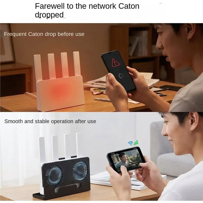 A96T Vertical Dual Fan USB 5V Cooler Bracket Desk Router Cooling Stand With Retractable Base For Modem Router