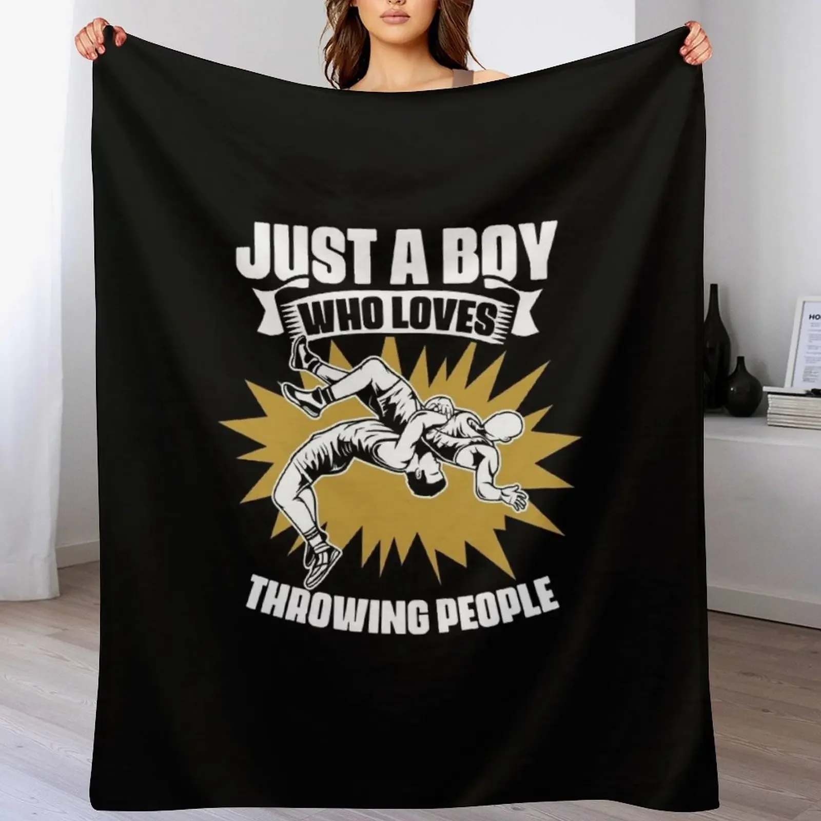 

Just A Boy Who Loves Funny Wrestling Sports Fan For Wrestler Throw Blanket