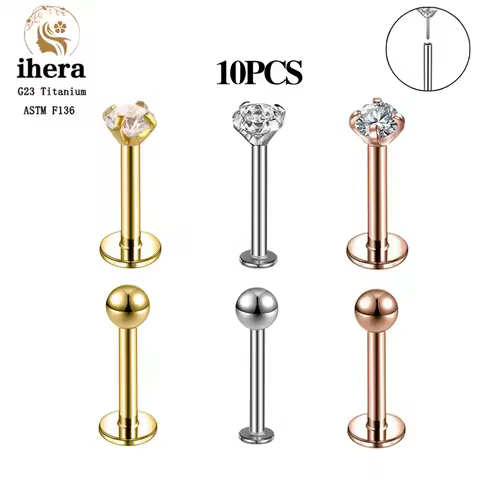 10PCS G23 Titanium Silver Color Labret Piercing Stud Lip Ring Tragus Cartilage Helix Conch Piercing Ear Earrings Body Jewelry