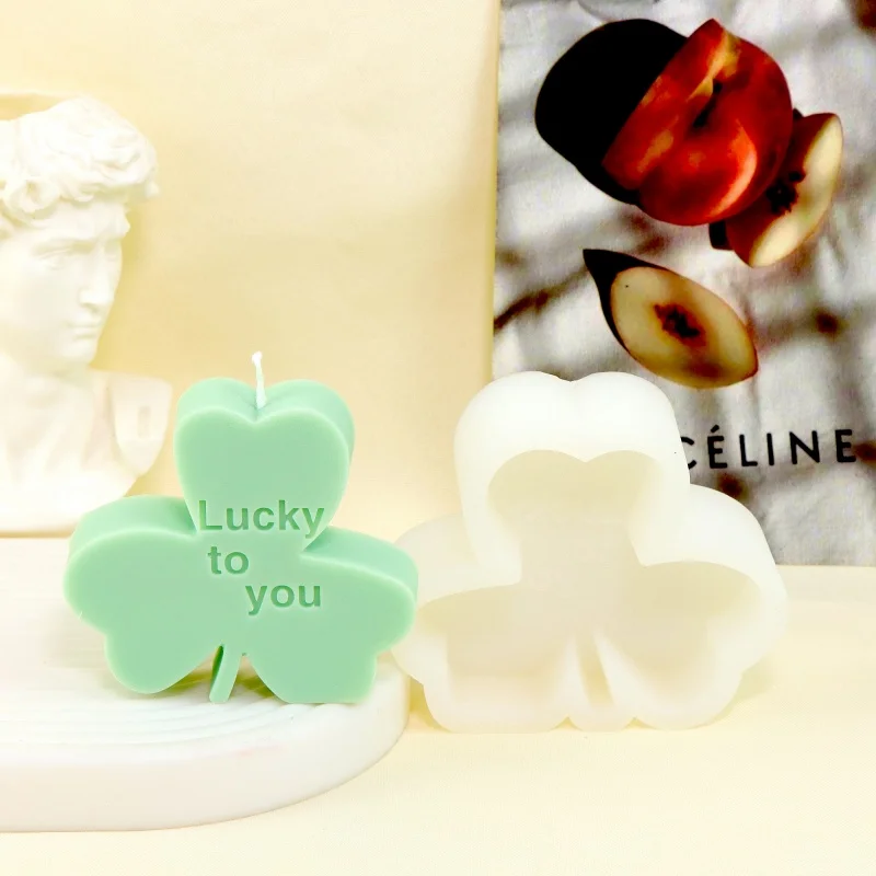 3D St Patricks Day Silicone Candle Mold, 5 Styles Clover Houses Trucks Wax Moulds for DIY Soap Resin Plaster Lucky Home Decors