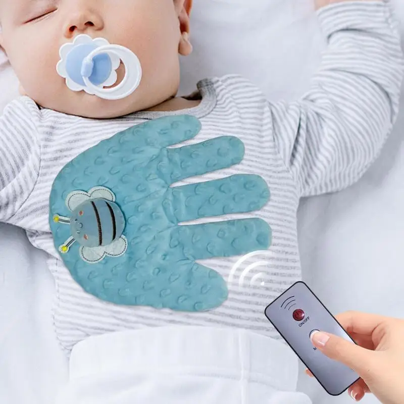 Bantal tangan menenangkan bayi, dapat disesuaikan alat bantu tidur telapak tangan anak tidur otomatis sarung tangan binatang lucu