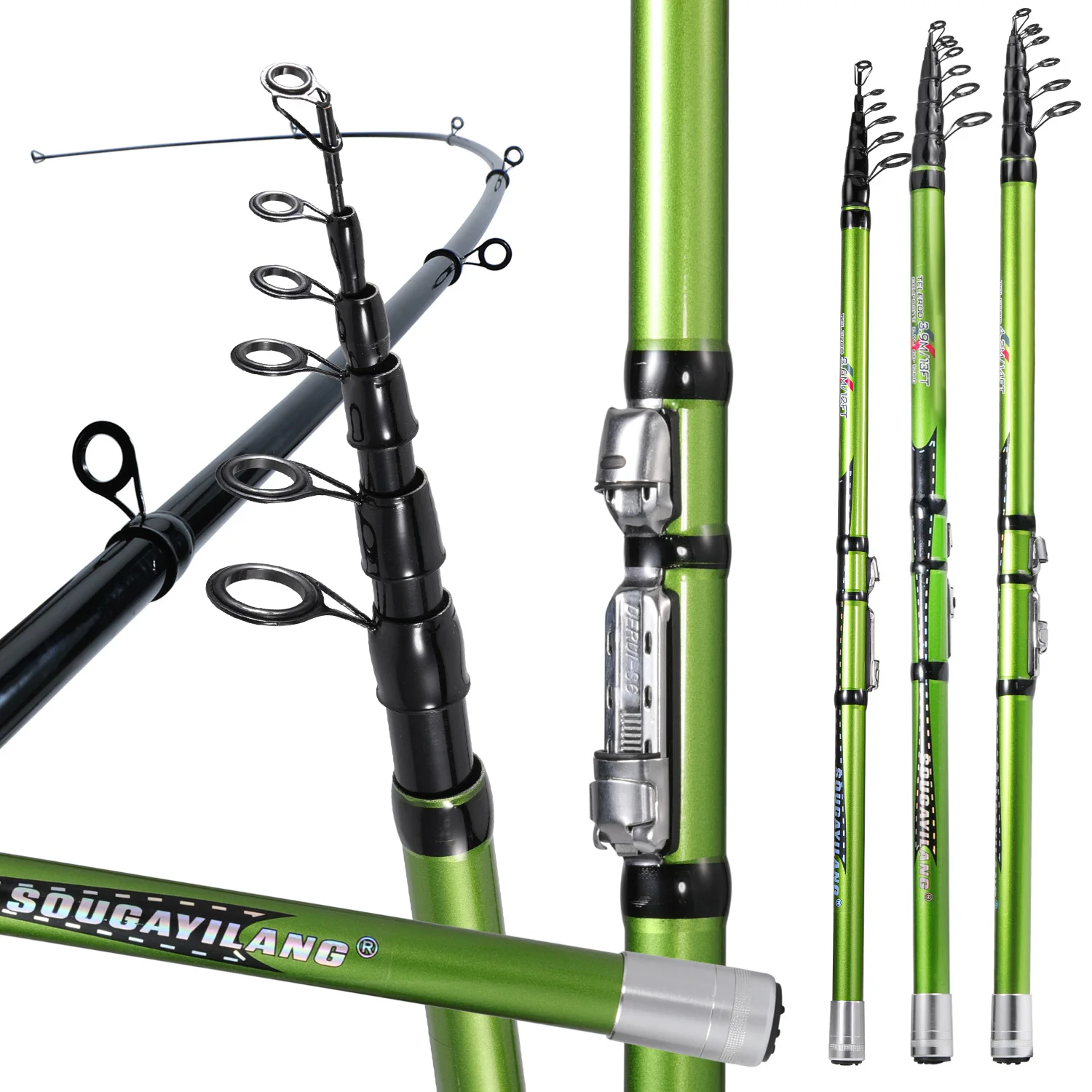 

Sougayilang 3.6m 3.9m 4.2m FRP Spinning Fishing Pole Rock Fishing Rod Small Carbon Fiber Telescopic Pole Fish Gear High Quality