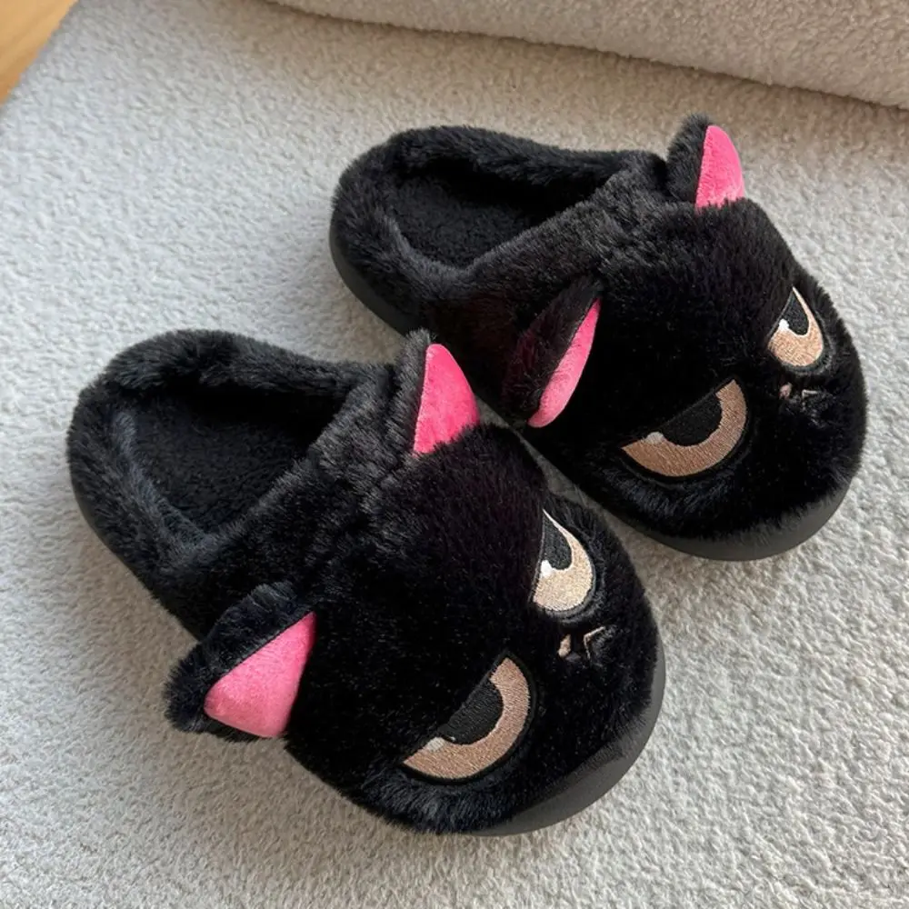 شباشب قطيفة شتوية غير رسمية على شكل قطة ناعمة وسميكة ودافئة من فروي كرتونية لطيفة مضادة للانزلاق أحذية قطنية منزلية داخلية #5