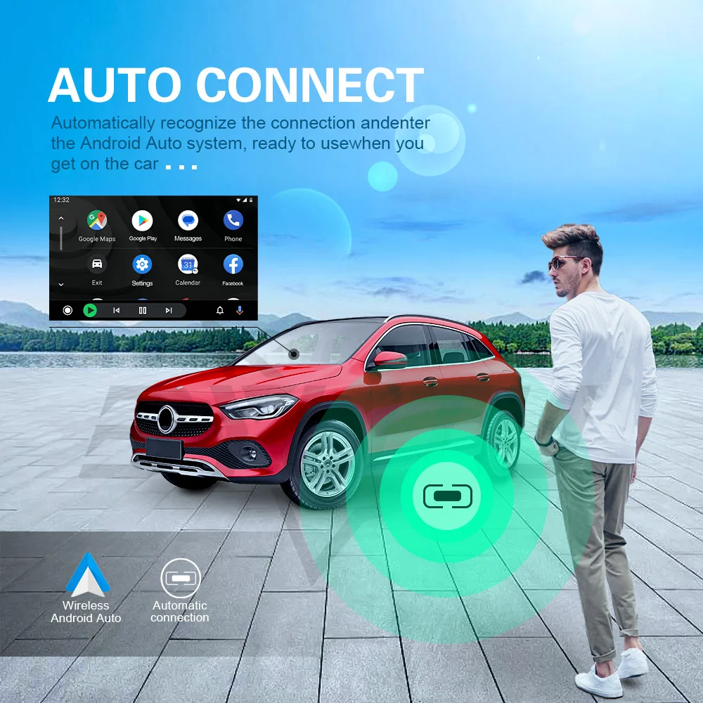 2024NEW Android Auto Wireless Adapter Carplay Wireless Ai Box Dongle Plug And Play For Kia Honda Toyota Volkswagen Hyundai Mazda