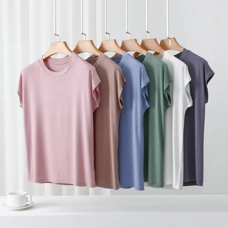 15 solid colors Modal O-Neck Sleeveless Tshirts Summer women's Loose T-shirts Thin Bottomed Tee Tops all match tank top
