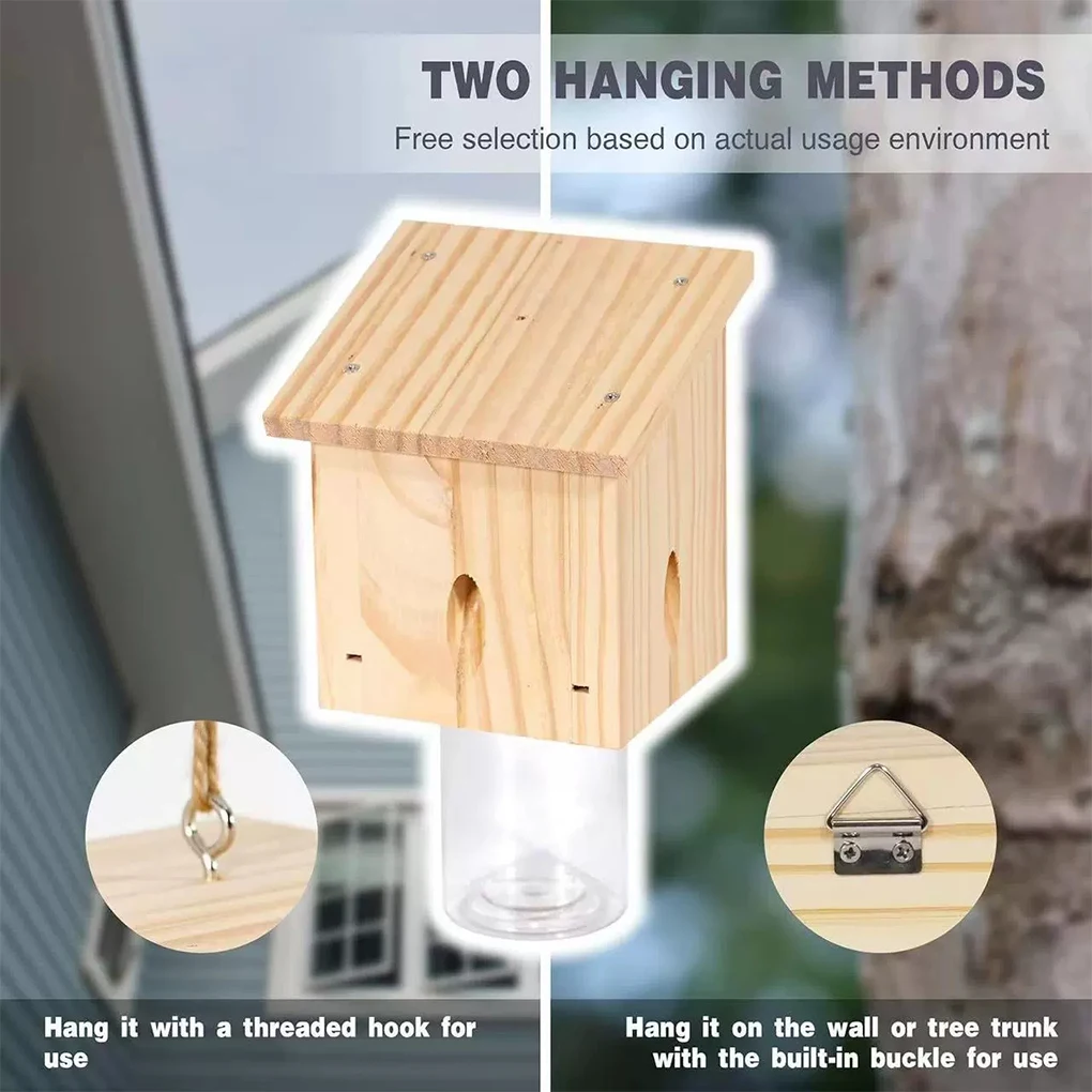 Loft Style Natural Hanging Bee Traps For Carpenter Bees Or Decks. Insect Traps With Detachable Safes