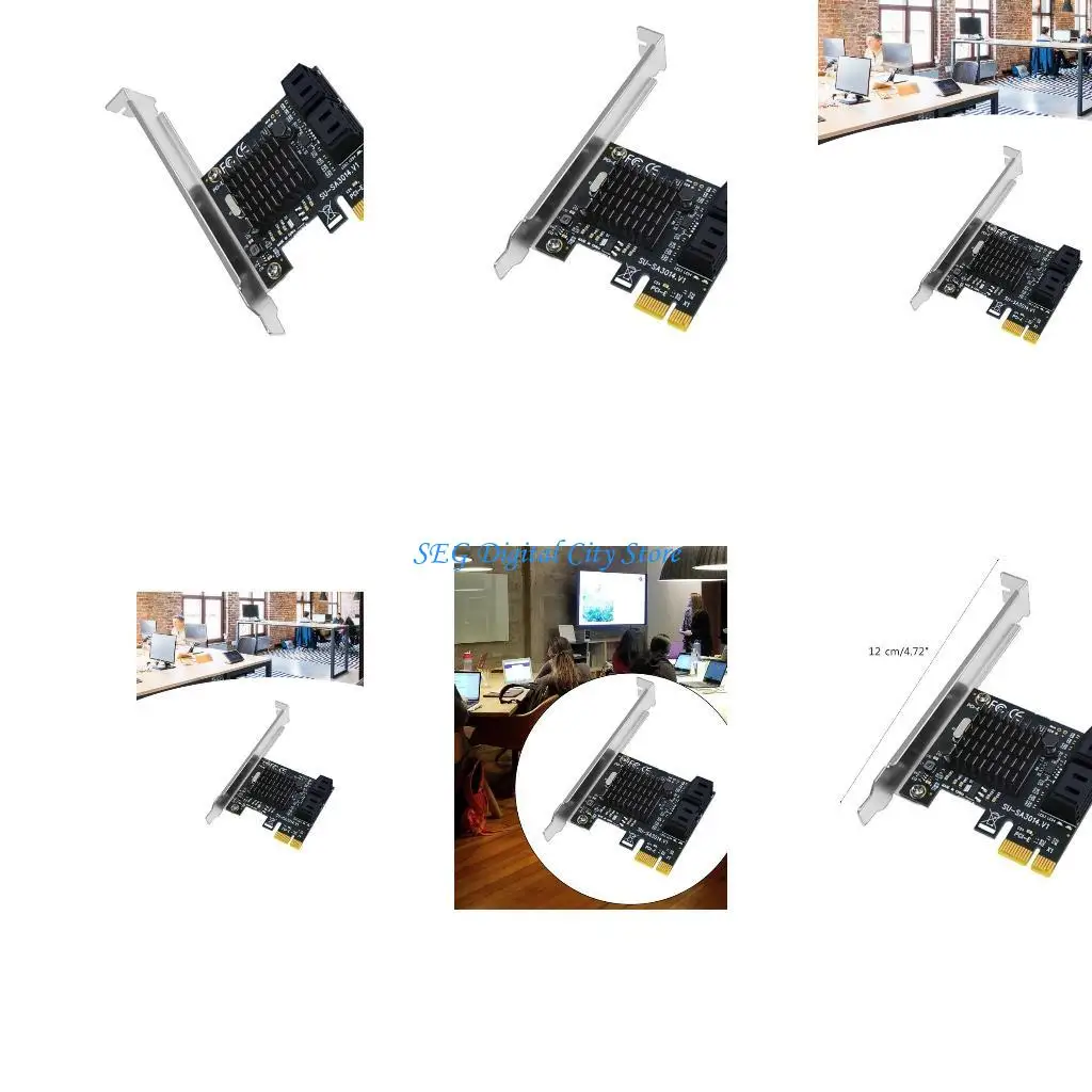 

U75B 4 Port SATA3.0 PCIe to Adapter Expansion Card 6Gbps Data Transfer PCIE2.0 Card