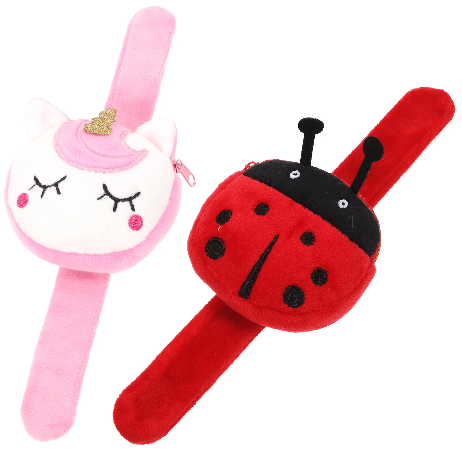 2 Pcs Ring Coin Purse Slap Bracelet Toy Snap Bracelets Bulk Wallet Cloth Animal for Kids Baby