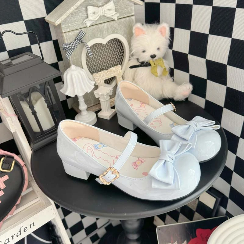 Soft Girl Round Head Cute Bow Lolita Mid Heel 3.5cm Loli Shoes Kawaii Sweet Girls Japanese Jk Style Women Shoes - view 4