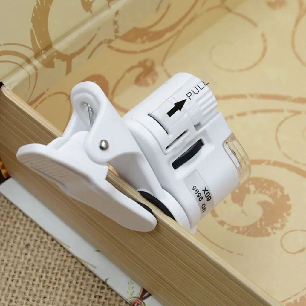 60X Mobile Phone Microscope Magnifier with LED Light Phone Universal Mobile Magnifying Glass Macro Lens Zoom Camera Clip Tools