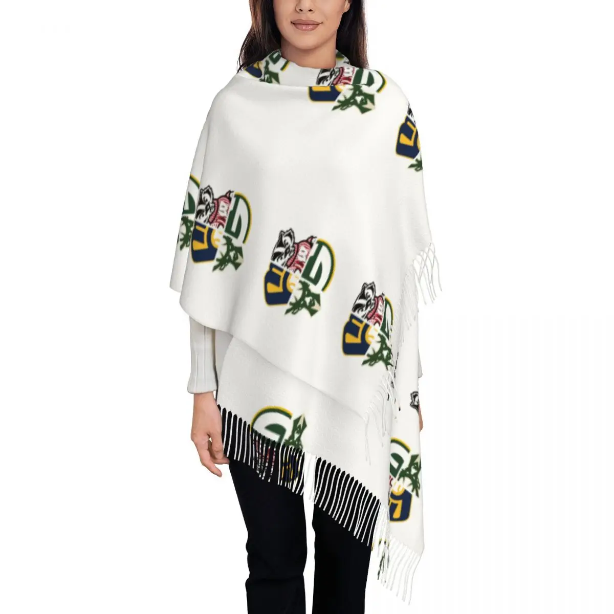 

Wisconsin Sports Scarf Tassel Scarves Women Soft Warm Shawls and Wraps Large Fall Winter Shawl Wrap