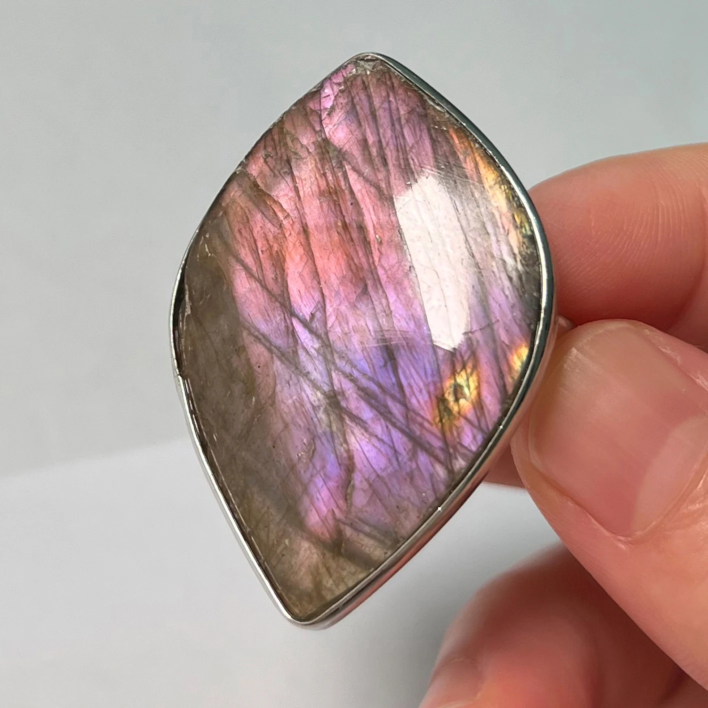 Ring Natural Stone Irregular Shape Bead Blue Purple Labradorite Ring Adjustable Finger Ring For Women Men Jewelry Gift Cabochon