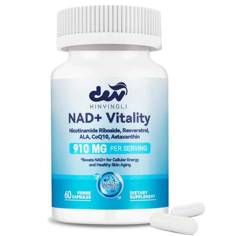 NAD+supplement, containing nicotinamide nucleoside (NR), resveratrol, CoQ10, Astaxanthin - supports cellular energy and repair