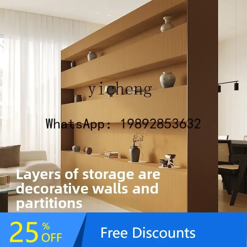 L2-5   partition wall multi-layer shelf foldable mobile bookshelf office background wall baffle