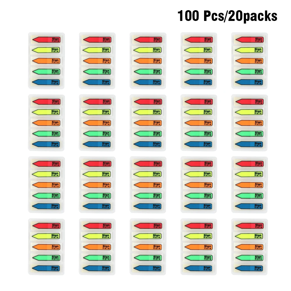 20packs Notary School With Dispenser Notebooks Planner Office 5 Colors Sign Here TabReusable Easy To Post Cute Style