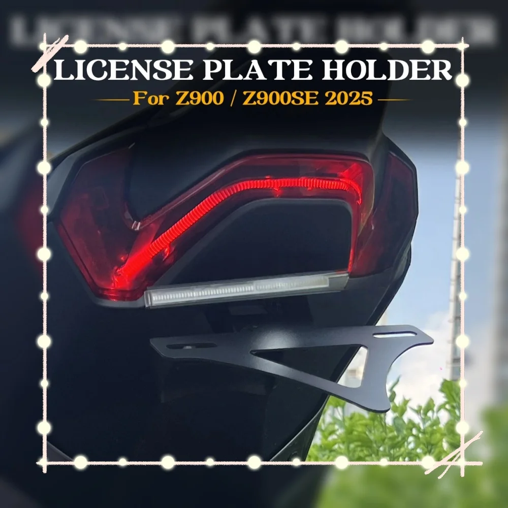 License Plate Holder For KAWASAKI Z 900 Z900 Z 900 2017-2025 Motorcycle Tail Frame Bracket LED Number Light Fender Eliminator