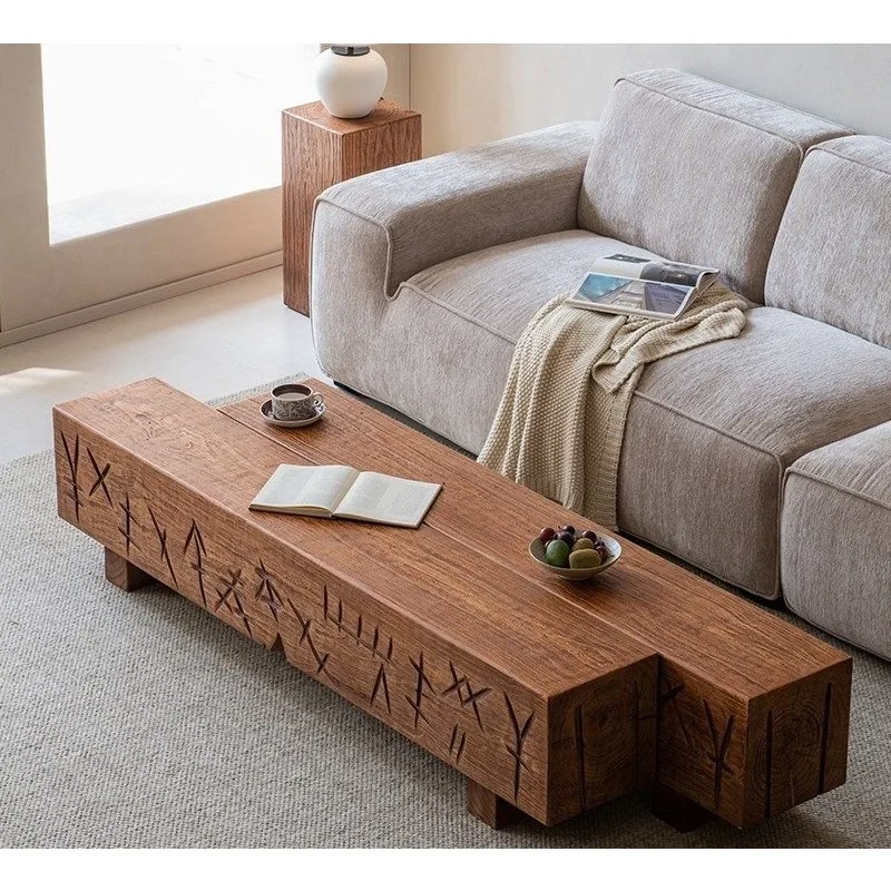 Antique old solid wood root carving coffee table antique log bench table living room B & B hotel retro TV cabinet