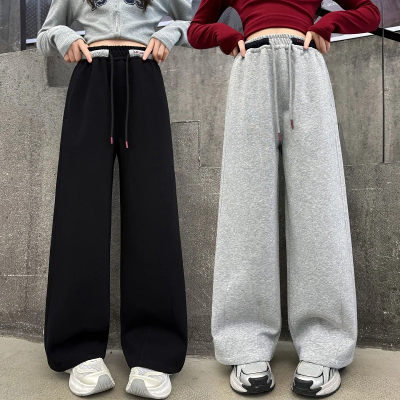 

New Autumn Children Knit Cotton Sports Drawstring Pants for Teenage Girls Casual Trackpants Kids Spring Trousers Sweatpants 5-14