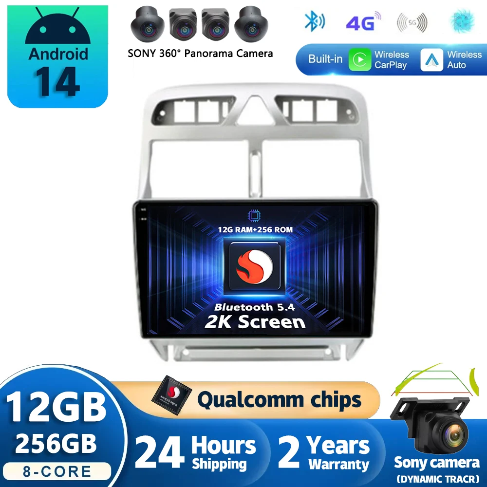 

Android 14 Carplay auto Car Radio For Peugeot 307 307CC 307SW 2004 - 2013 Navigation GPS Multimedia Player Stereo wifi+4G BT DVD