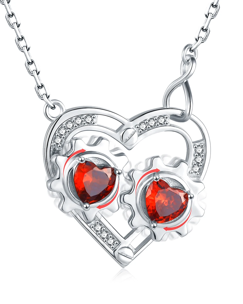 

925 Sterling Silver Anxiety Fidget Necklace Spinner Pendant With Rotatable Zircon Jewelry Gift for Women Stress Relief Relaxatio