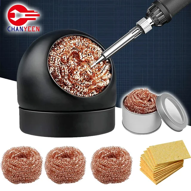 Nettoyeur de pointe de fer à souder, livres à dessouder, boule de soudage, filtre à mailles de fer, support de fil métallique, boule en acier 18, dissolvant 1