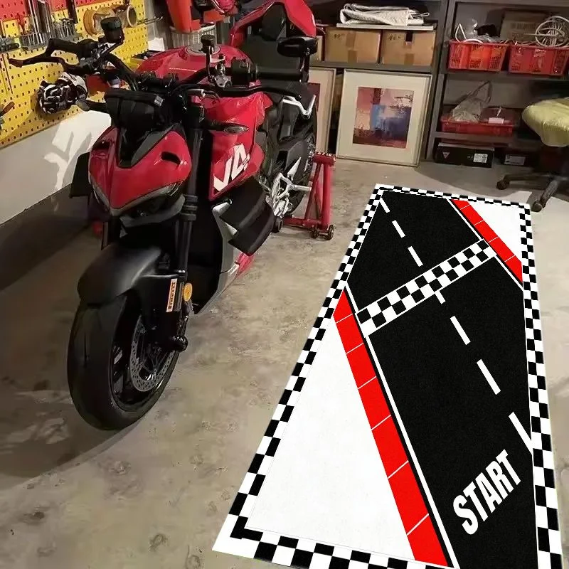 VIKAMA Race Start Checkered Pit Mat Racing Track Non Slip Rug For Garage Motorbike Parking & Workshop Display Floor Carpet